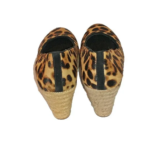 J. Crew Seville Leopard Print Calf Hair Wedge Espadrilles - Size 8 - Picture 4 of 5